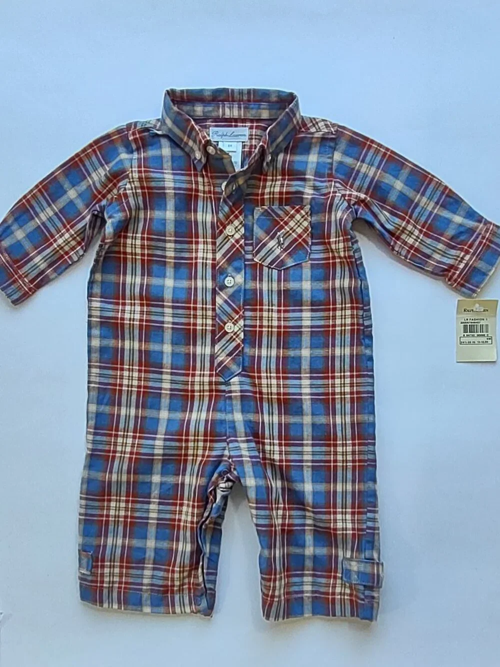 Ralph Lauren Lumberjack Plaid One-Piece Size 6 Month ~ New with Tags